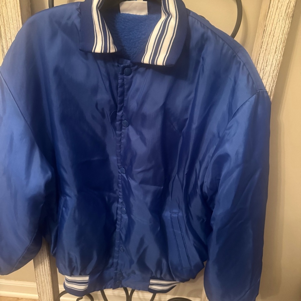 Vintage Blank Great Lakes Royal Blue Satin Varsity Jacket Men’s L‎ USA Made